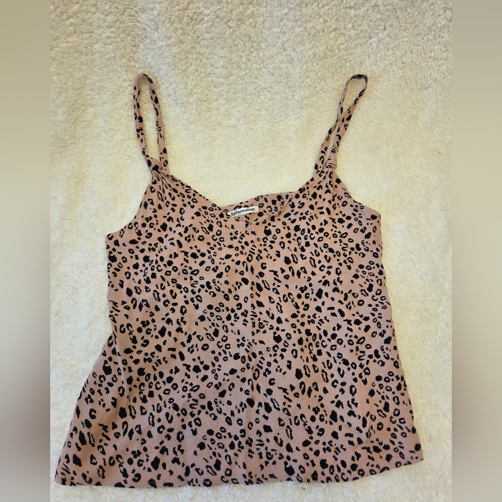 Reformation Rhodes Cropped Pink Panther Cami Tank Top/Blouse - Size Small